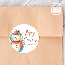 Load image into Gallery viewer, Personalised Christmas Watercolour Snowman Illustration Gift Stickers