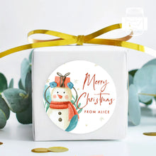 Load image into Gallery viewer, Personalised Christmas Watercolour Snowman Illustration Gift Stickers