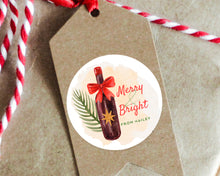 Load image into Gallery viewer, Personalised Christmas Wine Watercolour Illustration Style Gift Stickers Present Stickers