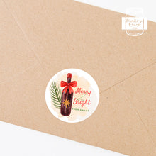 Load image into Gallery viewer, Personalised Christmas Wine Watercolour Illustration Style Gift Stickers Present Stickers