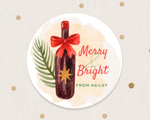 Load image into Gallery viewer, Personalised Christmas Wine Watercolour Illustration Style Gift Stickers Present Stickers
