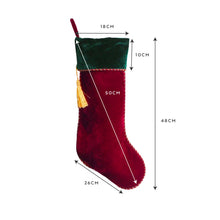 Load image into Gallery viewer, Luxury Personalised Velvet Christmas Stockings, Made of Premium Velvet, Colour: Red, White and Emerald Green