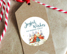 Load image into Gallery viewer, Personalised Christmas Village Watercolour Illustration Style Gift Stickers