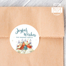 Load image into Gallery viewer, Personalised Christmas Village Watercolour Illustration Style Gift Stickers