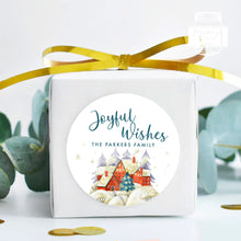 Load image into Gallery viewer, Personalised Christmas Village Watercolour Illustration Style Gift Stickers