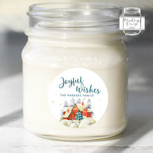 Load image into Gallery viewer, Personalised Christmas Village Watercolour Illustration Style Gift Stickers