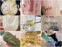 Load image into Gallery viewer, Personalised Name Permanent Vinyl Stickers, Wedding Glasses Stickers, Hen's Party Stickers