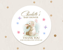 Load image into Gallery viewer, Cute Bunny with Butterfly Baby Shower Thank You Stickers Favour Stickers