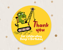 Load image into Gallery viewer, Dinosaur in Crane Birthday Party Stickers