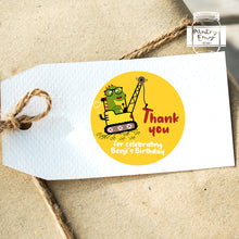 Load image into Gallery viewer, Dinosaur in Crane Birthday Party Stickers