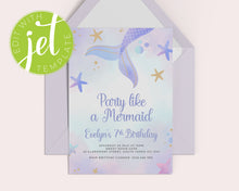 Load image into Gallery viewer, Mermaid Birthday Invitation Instant Printable Invitation, Dreamy Mermaid Print It Yourself Mermaid Party Birthday Invite, Mermaid Invitation