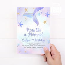 Load image into Gallery viewer, Mermaid Birthday Invitation Instant Printable Invitation, Dreamy Mermaid Print It Yourself Mermaid Party Birthday Invite, Mermaid Invitation