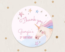 Load image into Gallery viewer, Personalised Rainbow Unicorn Watercolour Birthday Stickers