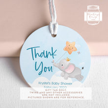 Load image into Gallery viewer, Baby Elephant Baby Shower Round Party Favour Tags