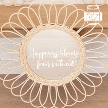 Load image into Gallery viewer, "Happiness blooms from within" Inspirational Quote Mirror Vinyl Sticker