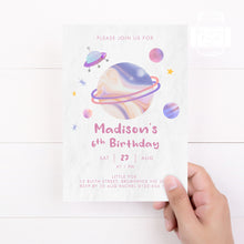 Load image into Gallery viewer, Outer Space Birthday Invitation Template Printable Invitation, Colourful Space Print It Yourself Space Party Birthday Invite, Invitation