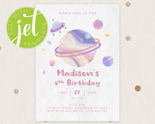 Load image into Gallery viewer, Outer Space Birthday Invitation Template Printable Invitation, Colourful Space Print It Yourself Space Party Birthday Invite, Invitation