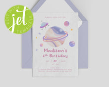 Load image into Gallery viewer, Outer Space Birthday Invitation Template Printable Invitation, Colourful Space Print It Yourself Space Party Birthday Invite, Invitation