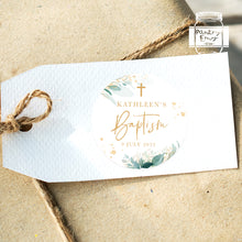 Load image into Gallery viewer, Golden Greenery Leaves Style Christening Baptism Stickers Favour Stickers