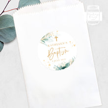 Load image into Gallery viewer, Golden Greenery Leaves Style Christening Baptism Stickers Favour Stickers