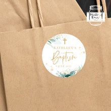 Load image into Gallery viewer, Golden Greenery Leaves Style Christening Baptism Stickers Favour Stickers