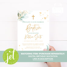 Load image into Gallery viewer, Golden Greenery Leaves Style Christening Baptism Stickers Favour Stickers