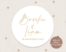 Load image into Gallery viewer, Minimalist Style Wedding Gold Foil Stickers Favours Stickers