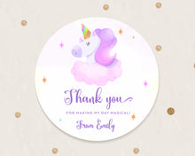 Load image into Gallery viewer, Personalised Cute Unicorn Watercolour Style Birthday Party Stickers