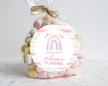 Load image into Gallery viewer, Hand Painted Style Rainbow Themed Birthday Party Stickers