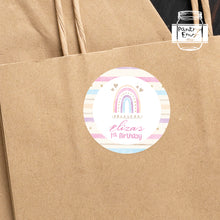 Load image into Gallery viewer, Hand Painted Style Rainbow Themed Birthday Party Stickers