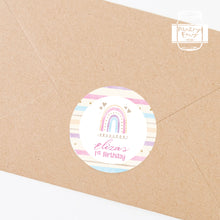 Load image into Gallery viewer, Hand Painted Style Rainbow Themed Birthday Party Stickers