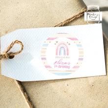 Load image into Gallery viewer, Hand Painted Style Rainbow Themed Birthday Party Stickers