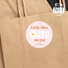 Load image into Gallery viewer, Little Miss Onederful Daisy Themed Girl Birthday Party Stickers