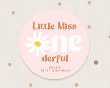 Load image into Gallery viewer, Little Miss Onederful Daisy Themed Girl Birthday Party Stickers