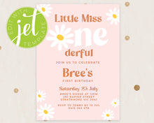 Load image into Gallery viewer, Little Miss Onederful Birthday Invitation Template, Print It Yourself Little Miss Onederful Birthday Daisy Style Invitation