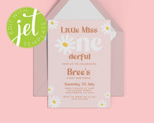 Load image into Gallery viewer, Little Miss Onederful Birthday Invitation Template, Print It Yourself Little Miss Onederful Birthday Daisy Style Invitation