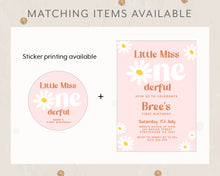 Load image into Gallery viewer, Little Miss Onederful Birthday Invitation Template, Print It Yourself Little Miss Onederful Birthday Daisy Style Invitation