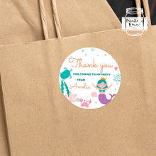 Load image into Gallery viewer, Mermaid Style Birthday Party Stickers, Candy Bag Stickers, Party Favour Stickers