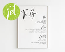 Load image into Gallery viewer, Minimalist Style Wedding Bar Menu Template Printable Drink Menu Print It Yourself Elegant Wedding Drink Menu Template