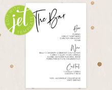 Load image into Gallery viewer, Minimalist Style Wedding Bar Menu Template Printable Drink Menu Print It Yourself Elegant Wedding Drink Menu Template