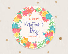 Load image into Gallery viewer, Personalised Happy Mother's Day Colourful Floral Style Gift Stickers