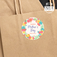Load image into Gallery viewer, Personalised Happy Mother's Day Colourful Floral Style Gift Stickers