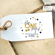 Load image into Gallery viewer, Mr ONEderful Gold Glitter Themed Boy Birthday Party Stickers