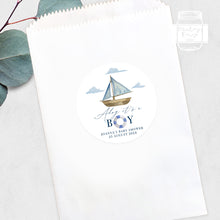 Load image into Gallery viewer, Ahoy It's a Boy Nautical Sailing Boat Baby Shower Thank You Stickers Favour Stickers