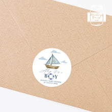 Load image into Gallery viewer, Ahoy It's a Boy Nautical Sailing Boat Baby Shower Thank You Stickers Favour Stickers
