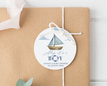 Load image into Gallery viewer, Watercolour Nautical Boat Theme Baby Shower Gift Tags Round Party Favour Tags