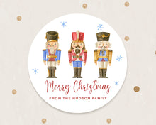 Load image into Gallery viewer, Personalised Christmas Watercolour Nutcrackers Illustration Gift Stickers
