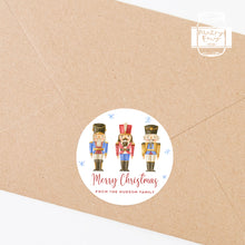 Load image into Gallery viewer, Personalised Christmas Watercolour Nutcrackers Illustration Gift Stickers