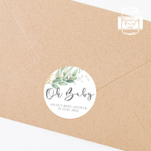 Load image into Gallery viewer, Oh Baby Greenery Style Thank You Stickers Favour Stickers