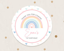 Load image into Gallery viewer, Pastel Rainbow Style Heart Background Birthday Party Stickers